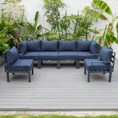 Chelsea 6-Piece Patio Sectional Black Aluminum With Cushions