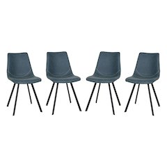 Markley Modern Leather Dining Chair With Metal Legs Set of 4