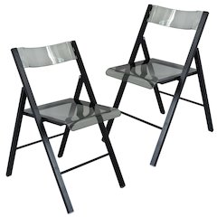 Menno Modern Acrylic Folding Chair Black Frame With Trans Black Seat Set of 2