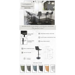 Tilbury Modern Adjustable Bar Stool in Charcoal Black