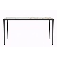 Avo Series Modern Dining Table Black Base, With 55 White Grey Sintered Stone Top