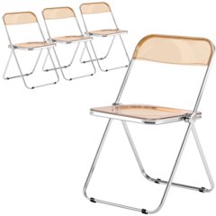 Lawrence Acrylic Folding Chair With Metal Frame, Set of 4
