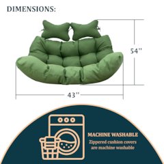 Wicker 2 Person Double Folding Hanging Egg Swing Cushion