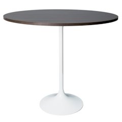 Bar Height Table White Base with 48" Round Dark Walnut MDF Top