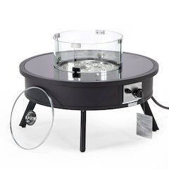 Walbrooke Outdoor Patio Aluminum Round Fire Pit Side Table