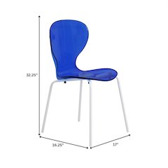 Modern Oyster Transparent Side Chair in White Base Set of 2