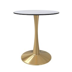 Bristol 24" round dining table Gold Base With White Top
