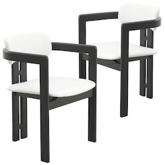 Velo Series Modern Dining Chair in Black Wood with Off White Seat