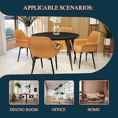 Markley Modern Leather Dining Arm Chair With Metal Legs Set of 4