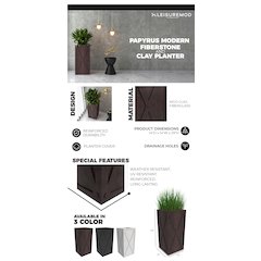 Papyrus Series Rectangle Fiber Stone Planter in Brown 14.2 x 14.2, 29 High