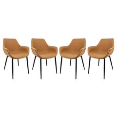 Markley Modern Leather Dining Arm Chair With Metal Legs Set of 4
