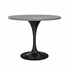 Verve 36" Round Dining Table, Black Base with Laminated White Marbleized Top