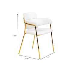 Axis Collection Modern Gold Dining Chair in White - Set of 2