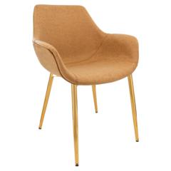 Markley Modern Leather Dining Arm Chair With Gold Metal Legs