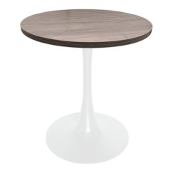 Bristol Dining table, White Base with 27" Round Dark Walnut MDF top