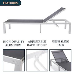 Marlin Modern White Aluminum Outdoor Patio Chaise Lounge Chair