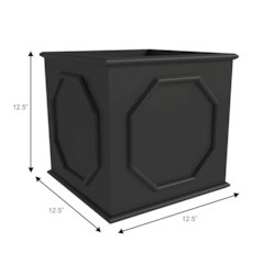 Sprout Series Cubic Fiber Stone Planter in Black 12.6 Cube