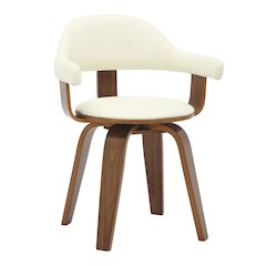 Modern Wooden Dining Chair, Walnut Color Frame in White