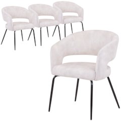 Gavin Series Modern Chair Black Frame in Beige Set of 4