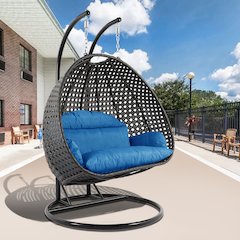 Charcoal Wicker Hanging 2 person Egg Swing Chair