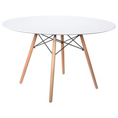 Dover Round Wooden Top Dining Table W/ Natural Wood Eiffel Base