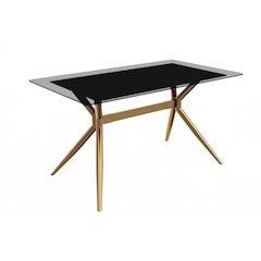 Elega Series Gold Stainless Steel Dining Table 71" With Clear Glass Top