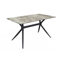 Black Carbon Steel Dining Table 62 With Deep Grey Sintered Stone Top