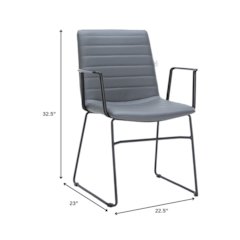 Zylar Series Office Guest Arm Chair in Grey Leather