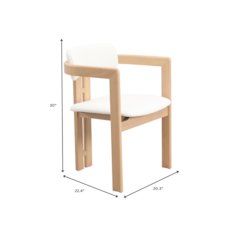 Velo Series Modern Dining Chair in Natrual Wood with White Seat