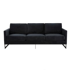 Lincoln Black Velvet Sofa With Black Frame