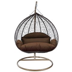 Recluse Collection Modern Outdoor Swing Chair Brown Frame with Brown Cushion