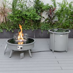 Walbrooke Patio Round Fire Pit and Tank Holder in Grey