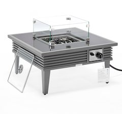 Walbrooke Outdoor Patio Aluminum Square Slats Design Fire Pit Side Table