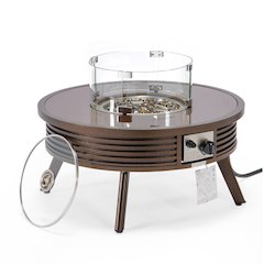 Walbrooke Outdoor Patio Aluminum Round Slats Design Fire Pit Side Table