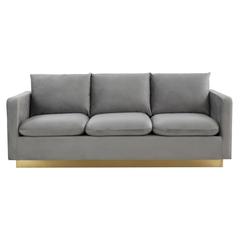 Nervo Modern Mid-Century Upholstered Velvet Sofa with Gold Frame