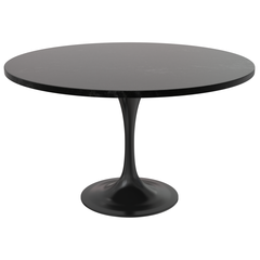 Verve Collection 48 Round Dining Table, Black Base with Black MDF Top
