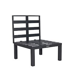 Chelsea 7-Piece Patio Sectional And Fire Pit Table Black Aluminum With Cushions