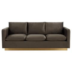 Nervo Modern Mid-Century Upholstered Velvet Sofa with Gold Frame