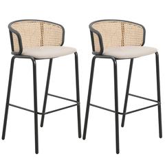 Seat and Black Powder Coated Steel Frame, Set of 2