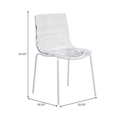 Astor Water Ripple Design Dining Chair in White Base Clear Seat Set of 2