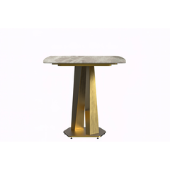 Modern Dining Table Gold Base, With 55" Deep Grey Sintered Stone Top