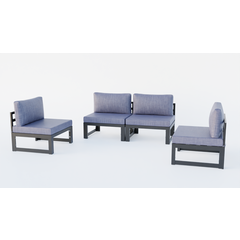 Chelsea 4-Piece Middle Patio Chairs Black Aluminum With Cushions