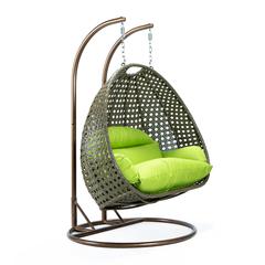 Beige Wicker Hanging 2 person Egg Swing Chair