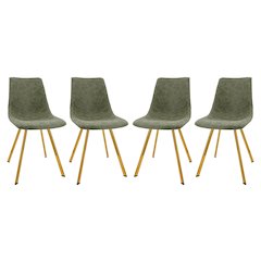 Markley Modern Leather Dining Chair With Gold Legs Set of 4