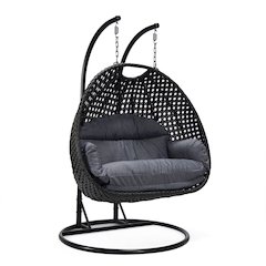 Mendoza Charcoal Wicker Hanging 2 person Egg Swing Chair