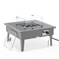 Walbrooke Outdoor Patio Aluminum Square Fire Pit Side Table