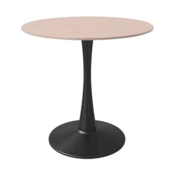 Bristol 27" Round Dining Table Black Base with Sintered Stone Natural Wood Top