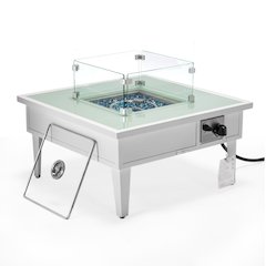 Walbrooke Outdoor Patio Aluminum Square Fire Pit Side Table
