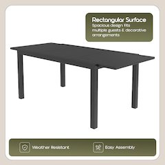 Marlin Extenable outdoor Dining Table 78-118 in Black