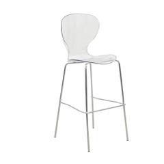 Oyster Acrylic Barstool with Steel Frame in Chrome Finish